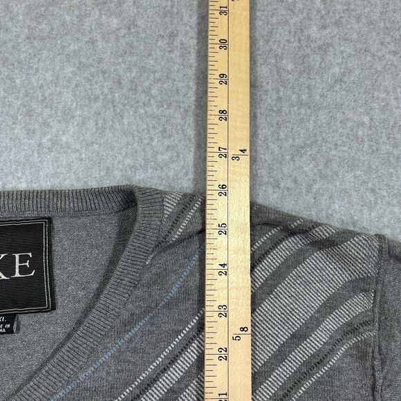 BKE Sweater Mens XL Gray Argyle Geometric Elastic Waist Cotton Pullover - Picture 6 of 7